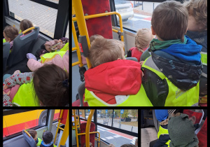 Na zdjęciu widać dzieci, które jadą autobusem.